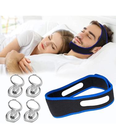 ZDEUCV Sleep Snoring Solutions Care Kit Stop Snoring for Better Deep Sleep 4 Snore Stopper Magnetic Silicone Nose Clips 1 Anti Snoring Adjustable Chin Strap