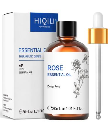 HIQILI Rose Essential Oil for Diffuser Skin Hair Perfume Candle Making 30ml (1 fl oz) Rose 1 Fl Oz (Pack of 1)