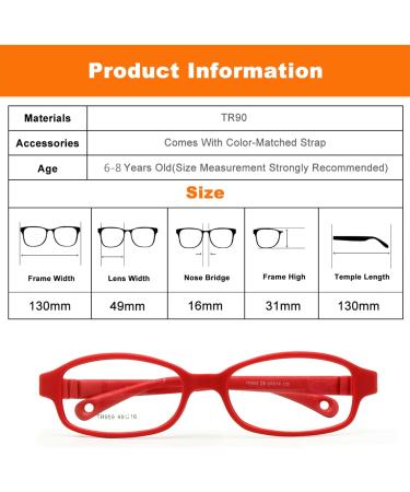 Buy Enzodate Flexible Young Children's Optical Glasses - No Screw Belt Size 49-16 One-Piece Design for Ages 6-8 - Buy Online on GoSupps.com