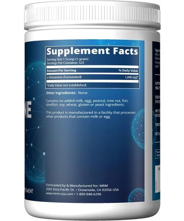 MRM Nutrition L-Glutamine | 5000mg | Recovery | Amino Acid | Muscle Support | Immune + Gut Health | Fermented | 65 Servings 11.46 Ounce (Pack of 1) - Buy Online on GoSupps.com