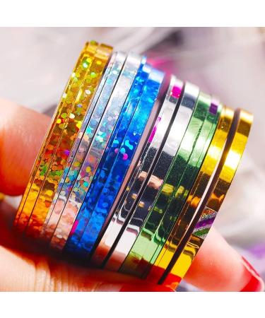 3 Rolls(One roll per size ) Glitter Nail Art Striping Tape Lines Width 1+2+3mm-Striping Tape for Nail Art-Nail Striping Tape Foil-Nail Striping Tape Thick-Nail Striping Tape with Dispenser-Self-Adhesive DIY Nail Art Tape 12 - Buy Online on GoSupps.com