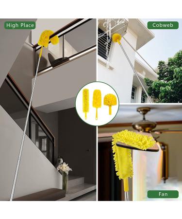 17ft High Reach Duster Kit w/ Extension Pole - Newliton 3-in-1 Chenille Microfiber Cobweb Duster Set for Indoor & Outdoor Cleaning - Buy Online on GoSupps.com