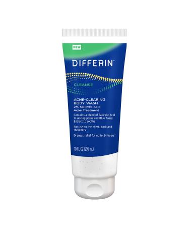 Differin Acne Body Wash, Acne Treatment Cleanser with Salicylic Acid by the makers of Differin Gel, Cream to Lather Formula for Back, Chest, Shoulders, 10 oz