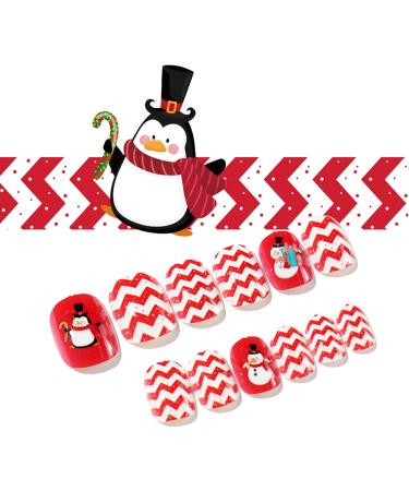 YOXIER 24Pcs Christmas Kids False Nail Press on Nails Kids Fake Nails Snowflakes Snowmen Santa Xmas Artificial Nail Tips for Girls Kids 5 - Buy Online on GoSupps.com