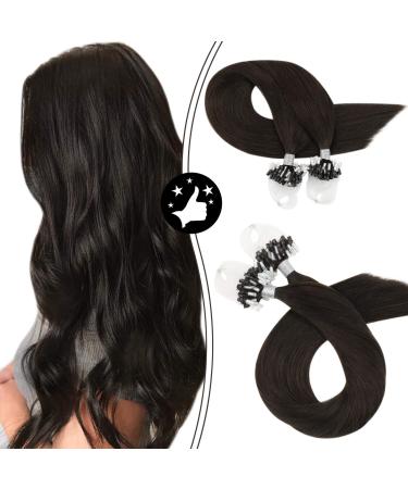 Moresoo Extensions real hair microring brown cold fusion microring extensions real hair darkest brown #2 remy hair extension real hair microring loop smooth hair 1g/s 50g 45 cm 1. microring #2 - Buy Online on GoSupps.com