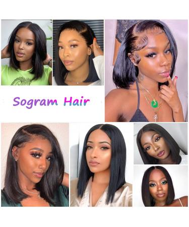 Sogram 12 Inch Human Hair Bob Wig | Straight 13x4 Lace Front Wigs for Black Women | Pre Plucked with Baby Hair | 150% Density | Natural Color - Buy Online on GoSupps.com