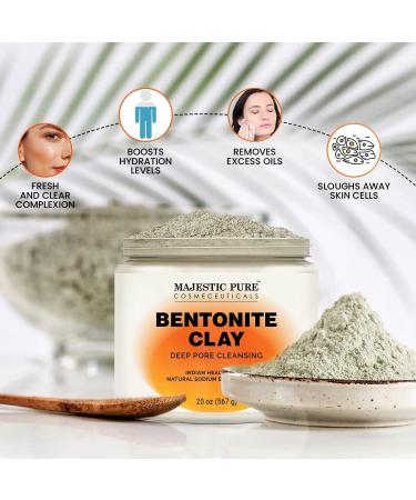 MAJESTIC PURE Bentonite Clay - Indian Healing Clay - Deep Pore Cleansing Mask - 20 oz - Buy Online on GoSupps.com