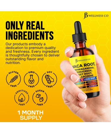 Organic Maca Root Liquid Drops with Ashwagandha Nettle Fenugreek Beet Root and L-Arginine Liquid Multivitamin for Women and Men - 2oz 2 Fl Oz (Pack of 1) - Buy Online on GoSupps.com