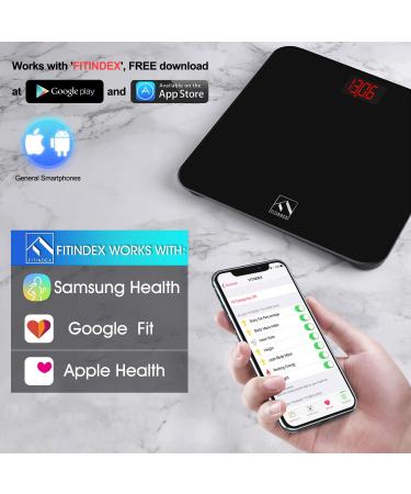 FITINDEX Smart Digital Body Weight Scale with BMI Calculation App - Black Glass - Buy Online on GoSupps.com