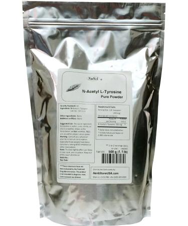 NuSci N-Acetyl L-Tyrosine 500g (1.1 lb 17.6 oz) Pure Powder AJI Quality Better Bioavailability Energy Ingredient.