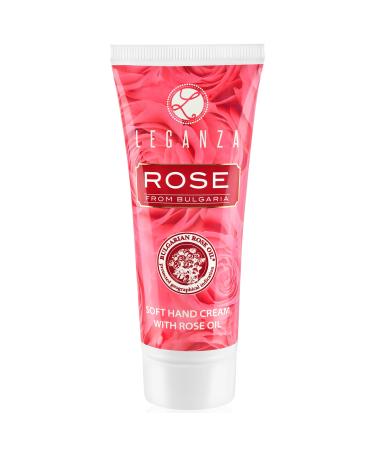 Leganza Hand Cream for Very Dry Hands with Bulgarian Rose Essential Oil | Smoothing & Rejuvenating Intensive Hand Cream for Women | Natural Non Greasy Handcream | Travel Size Hand Moisturiser | 75 ML