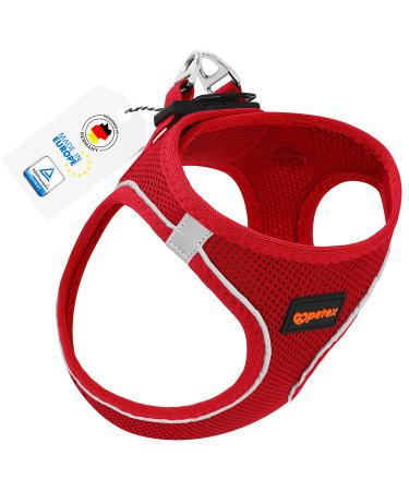 Petex dog harness for small & medium -sized dogs - TUV tested - Made in Europe - puppy dishes with Air Mesh technology - reflective and breathable - breast dishes for dog - dog harness red 2xs