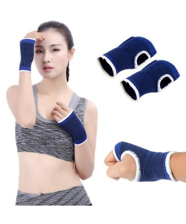 KeuLEn Elastic Wrist Hand Brace for Men & Women - Gym Sports Support Pain Relief & Protection for Sprains Carpal Tunnel Tendonitis - 1 Pair (Blue - Buy Online on GoSupps.com