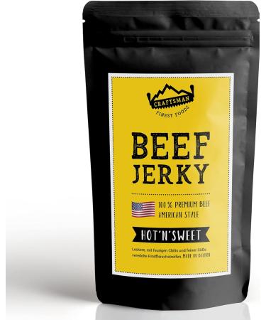 CRAFTSMAN FINEST FOODS Craftsman Beef Jerky Hot & Sweet 250 g (5 x 50 g) - Dried meat from Germany - Bavaria - American Jerky Beef - 100% beef - Hot'n'Sweet - Premium Beef - Made in Germany ne - Buy Online on GoSupps.com