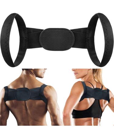 Posture Corrector For Women Men Back Brace Pain Relief Shoulder Support Adjustable Back Straightener For Mid Upper Spine Neck Clavicle Breathable Spinal Alignment Humpback Orthosis Black