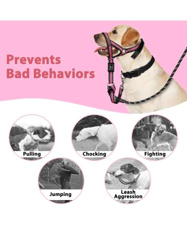 Soft Adjustable Dog Muzzle for Medium & Large Dogs | No Pull Padded Design for Safe Training - Pink (Snout 9.5-14) - Buy Online on GoSupps.com