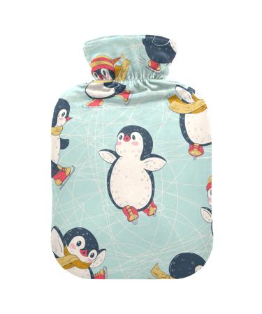Hot Water Bottles with Cover Cute Penguins Hot Water Bag for Pain Relief Sore Muscles Arthritis Hand Foot Warmer 2 Liter