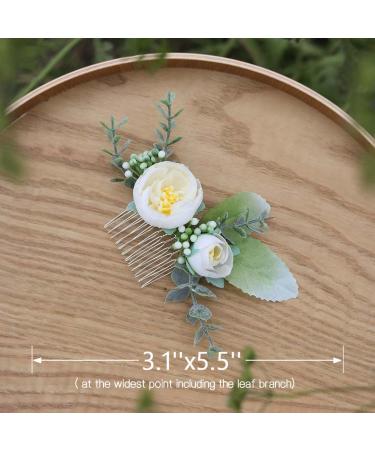 Fangsen Wedding Rose Flower Hair Comb - Bridal Headpiece for Brides and Bridesmaids (White) - Buy Online on GoSupps.com
