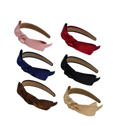 Elegant hair tires for women cute turban headband accessories hair band for workout sports or yoga f-k-h3h (6 pieces knotted loop) 6er set-knotted loop