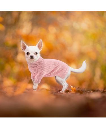 Cozy Pink Dog Sweater for Small & Medium Breeds | Winter Roll Collar Knit for Chihuahua Dachshund & French Bulldog - Buy Online on GoSupps.com