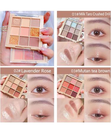 Ppnx-CA 9-color eye shadow Jiugong grid glitter powder sequins fine flash earth color pearl matte nine-color eye shadow palette (Mutan tea brown) - Buy Online on GoSupps.com