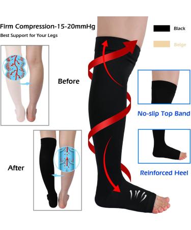 QKURT Medical Compression Socks - Knee-High Open Toe 15-20 mmHg for Men & Women - L-XL | Best Sports Health Socks & International Shipping - Buy Online on GoSupps.com