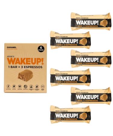 WAKE UP! Caffeinated Caramel Protein Bars - Gluten Free Vegetarian 350mg Caffeine (Pack of 6) - Boost Focus & Clarity - Kosher Snack - Buy Online on GoSupps.com
