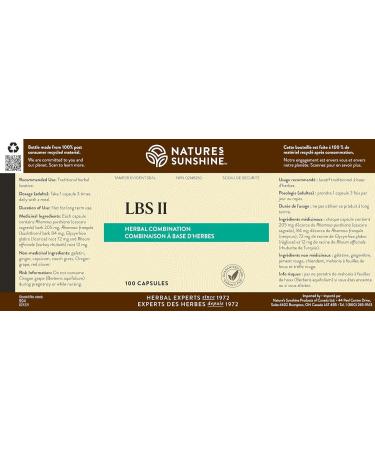 Nature's Sunshine LBS II 100 Capsules - Natural Laxative with Cascara Sagrada & Licorice Root for Intestinal Health and Bowel Regularity - Potent Herbal Formula with Natural Ingredients for Optimal Digestive Support - Buy Online on GoSupps.com