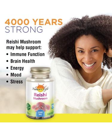 Nature's Herbs Reishi Mushroom 1200 mg - 100 Vegetarian Capsules for Immunity & Wellness - Buy Online on GoSupps.com