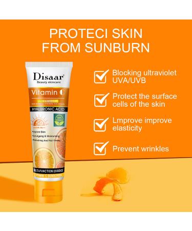 Vitamin C Sunscreen with Orange Extract & Hyaluronic Acid - SPF50 UVA/UVB PA+++ Moisturizing & Refreshing - 50g (1.69fl.oz - Buy Online on GoSupps.com