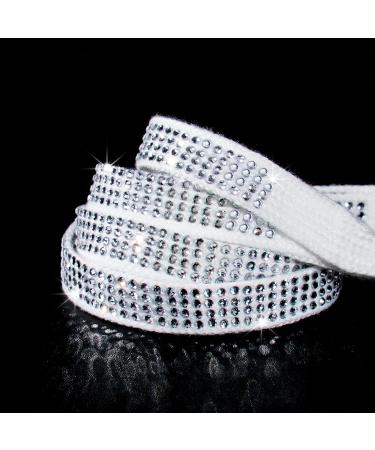2Pcs Rhinestone Flat Hoodie String Replacement Cotton Wide Drawstring Cords - Glitter Rope Shoelaces for Sweatpants & Shorts (White) - Buy Online on GoSupps.com