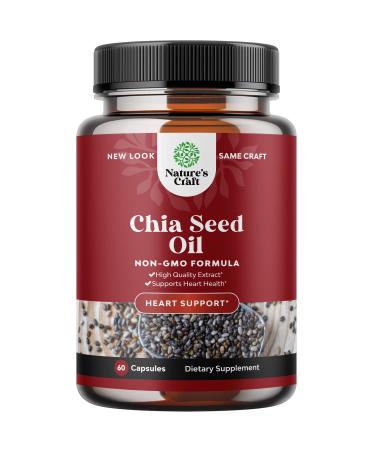 Chia Seed Oil Extract Capsules - Plant Based Omega 3 6 9 Supplement and Daily Fiber Capsules for Adults Digestive Support Immunity and Heart Health - Omega 3 Fatty Acids Supplement for Men and Women