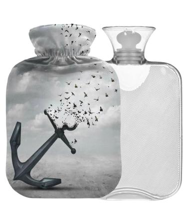 Naanle flying birds anchor hot water bottle with reference transparent hot water bottle 1l warm head for bed handfoot warmer pain relief heat and cold therapy