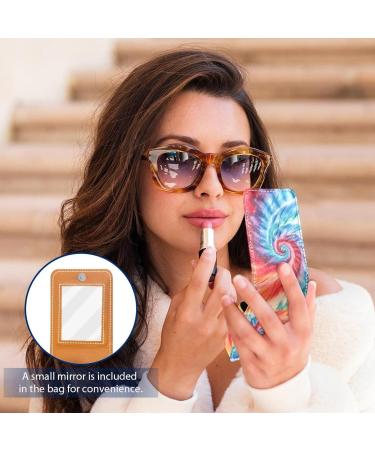 Travel Lipstick Organizer Case | Portable Makeup Bag with Mirror | Bright Watercolor Tie Dye - Shop Internationally - Buy Online on GoSupps.com