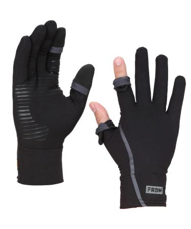 FRDM Vigor Lightweight Liner Gloves Touchscreen Hiking Running Fishing Photography Outdoor Activities, for Men & Women Black/Gray Medium