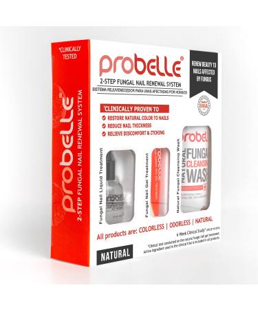 Probelle 2-step Natural Nail Renewal System, Restores Appearance of Discolored or Damaged Nails