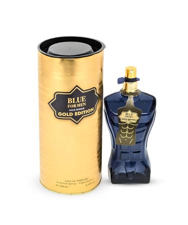 Blue For Men Gold Sensual Woody Fragrance for Men | Long Lasting Cologne Aromatic Scent Eau de Parfum Natural Spray - Great Holiday Gift 3.4 Fl Oz/100 Ml