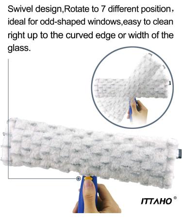 ITTAHO Double Sided Window Cleaner with 53 Long Stainless Steel Pole - High Window Cleaning Equipment for Indoor & Outdoor - Two Pads Included - Buy Online on GoSupps.com