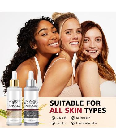 2PCS Rice Exfoliating Ampoule Set Black & White Rice Brightening Duo for Glowing Skin | Gentle Peel + Pore Minimizing & Deep Hydration - Buy Online on GoSupps.com