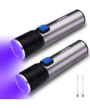 LEAGY 2-Pack USB Rechargeable 395nm Mini UV Torch Adjustable Zoom & Brightness 3 Light Modes - for Pet Urine Detection Scorpion Hunting Counterfeit Detection UV Glue Curing Nail Art etc - Buy Online on GoSupps.com