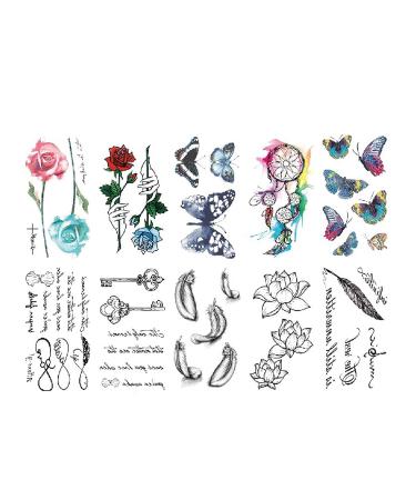 2 Week Flower Semi Permanent Tattoos for Women - 8 Large Sheets & Long-Lasting Juice Upgrade - Realistic Temporary Tattoo Stickers - Set of 10 Sheets - Buy Online on GoSupps.com