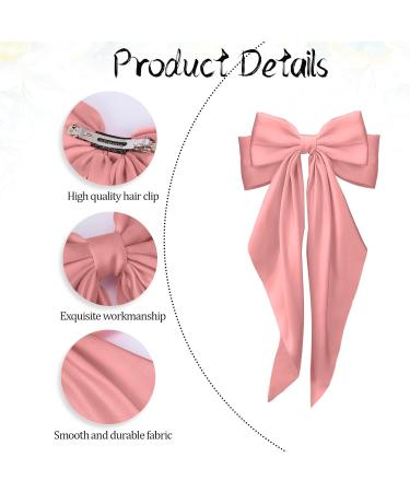Silky Satin Hair Bows 3 PCS Big Black White Pink Bowknot Set Metal Spring Clip Oversized Long Tail Hair Ribbons Ponytail Holder French Barrettes Hair Accessories for Women Christmas Gifts Black & White & Dark Pink - Buy Online on GoSupps.com