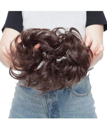 Thick Chestnut Brown Hair Donut Scrunchie - Wavy Curly Updo Hairpiece - Buy Online on GoSupps.com