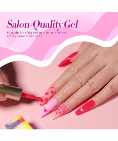 BORN PRETTY Pink Gel Nail Polish Set - 6 Neon Shades for Holiday Party | Cherry Blossom, Strawberry, Lovely Pink Colors | Gift Set for Natural Nails - Buy Online on GoSupps.com