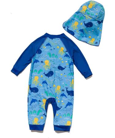 BONVERANO Baby Boys Swimsuit | Full-Length Zipper One Piece with UPF 50+ Sun Protection | 2-3 Years Sea | Toddler Bathing Suit - Buy Online on GoSupps.com