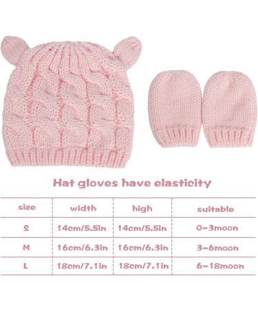XYIYI Newborn Baby Winter Beanie Hat Mitten Set - Pink, 3-6 Months | Warm Knitted Hat Glove Set for Boys Girls - Buy Online on GoSupps.com