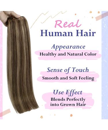 Sunny 22inch Sew in Hair Extensions Real Human Hair Brown Weft Highlights Bundle 100g #4/27 Dark Brown Caramel Blonde - Buy Online on GoSupps.com