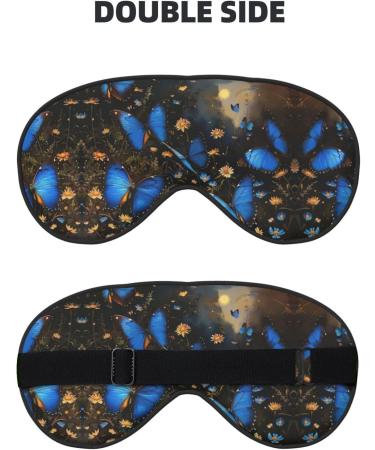 Blue Butterflies Print Double-Sided Eye Mask | Soft Light Blocking Sleep Aid for Enhanced Sleep Quality - Buy Online on GoSupps.com