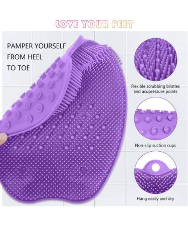 Non-Slip Shower Foot Scrubber Mat with Silicone Brush - Purple - Buy Online on GoSupps.com