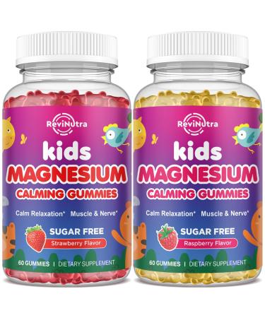 2 Pack Magnesium Glycinate Gummies for Kids & Adults Stawberry & Raspberry Flavor